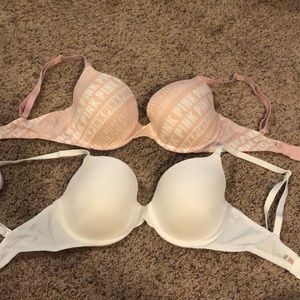 Victorious secret bras. 32DD. One pink and one white